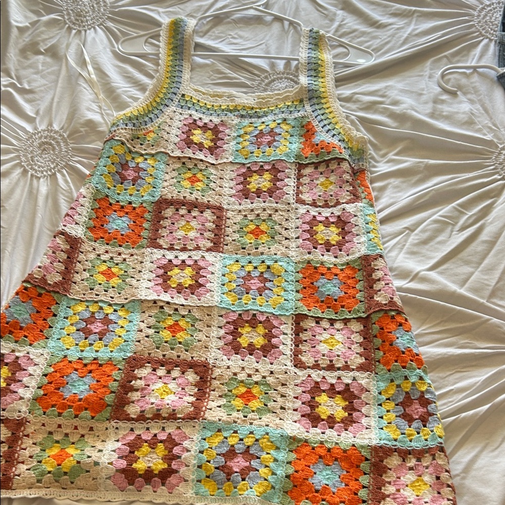 Love Riche Colorful Crochet Mini Dress